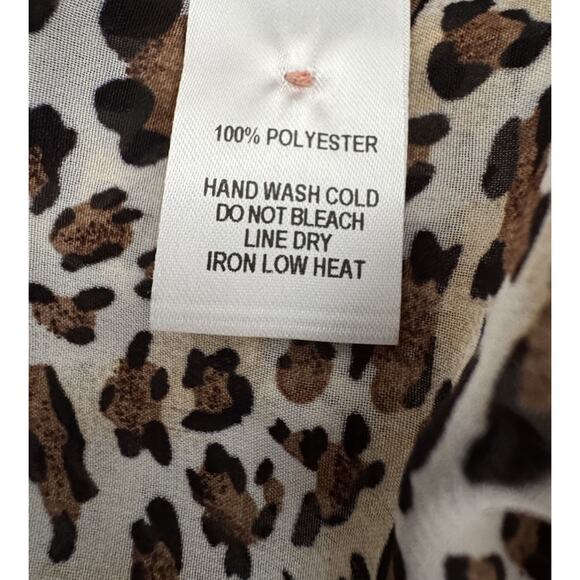 Lulus Vivaldi Taupe Leopard Print Sheer Tie-Front Top Women’s Size Small NWOT - Picture 10 of 10